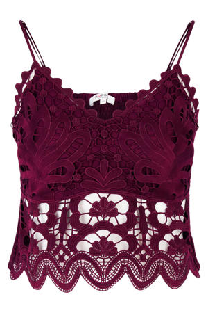 kanten cropped top donkerrood