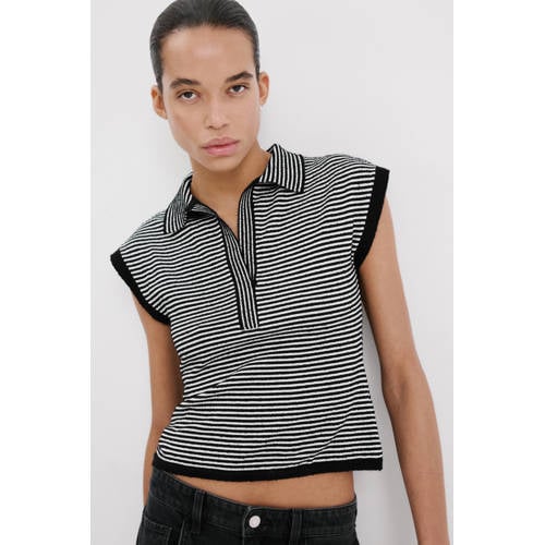 Mango gestreepte top zwart afbeelding