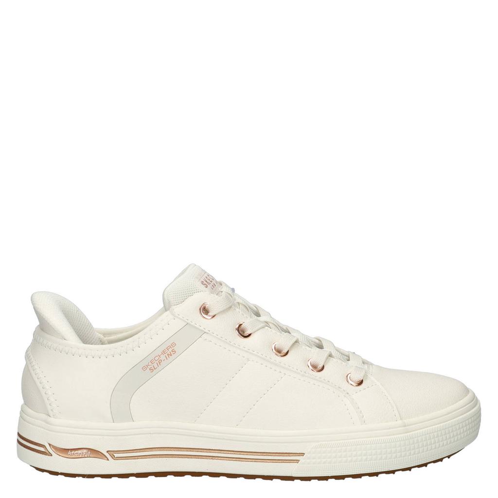 Witte dames Skechers sneakers van imitatieleer met veters