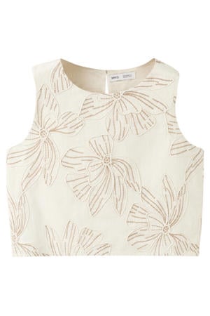 gebloemde blousetop beige