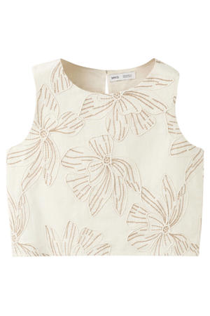 gebloemde blousetop beige