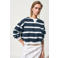 MANGO TEEN gestreepte cropped trui donkerblauw