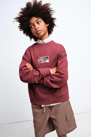 sweater met backprint donkerrood