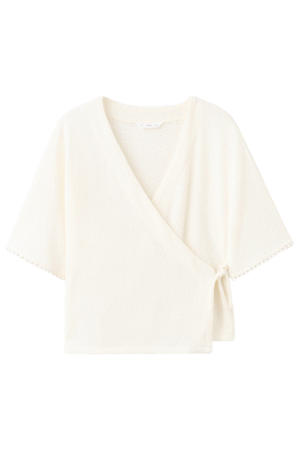 overslagtop beige gebreid