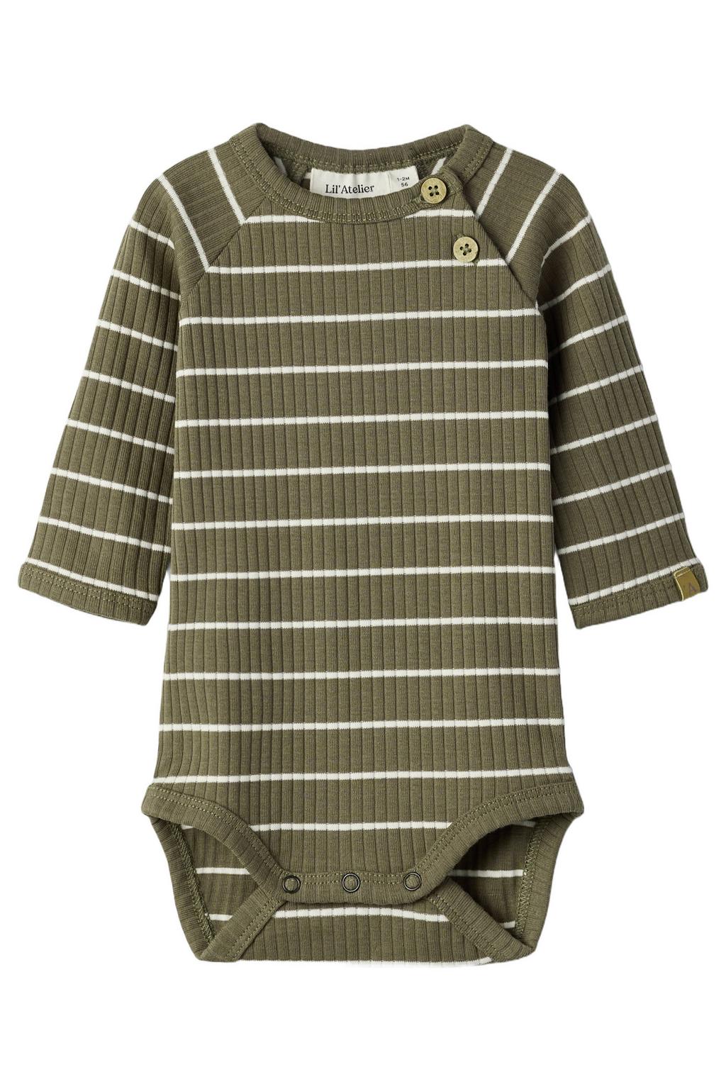 LIL' ATELIER BABY gestreepte romper groen