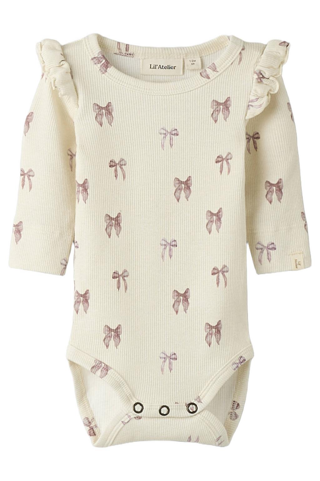 LIL' ATELIER BABY romper met ruches en print - ecru/roze