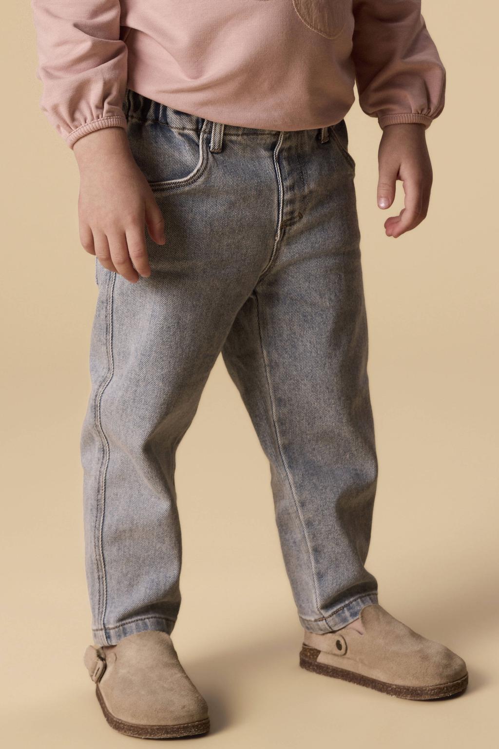 Medium blue denim jongens en meisjes LIL' ATELIER MINI loose fit jeans mediumblauw van denim met regular waist, drukknoopsluiting en effen
