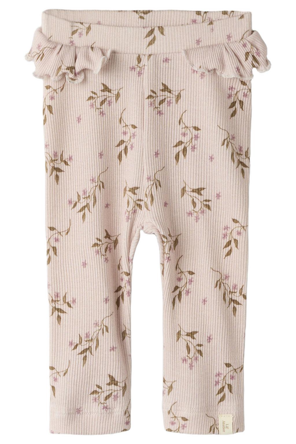 Lilakleurige meisjes LIL' ATELIER BABY slim fit legging en print met elastische tailleband