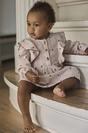 thumbnail: LIL' ATELIER BABY korte jurk met ruches en stippen - lila