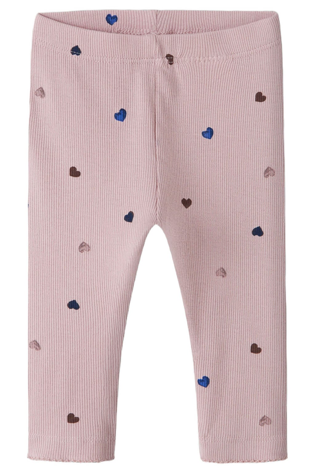 Lichtroze meisjes NAME IT BABY regular legging gebreid van stretchkatoen met elastische tailleband en hartjesprint