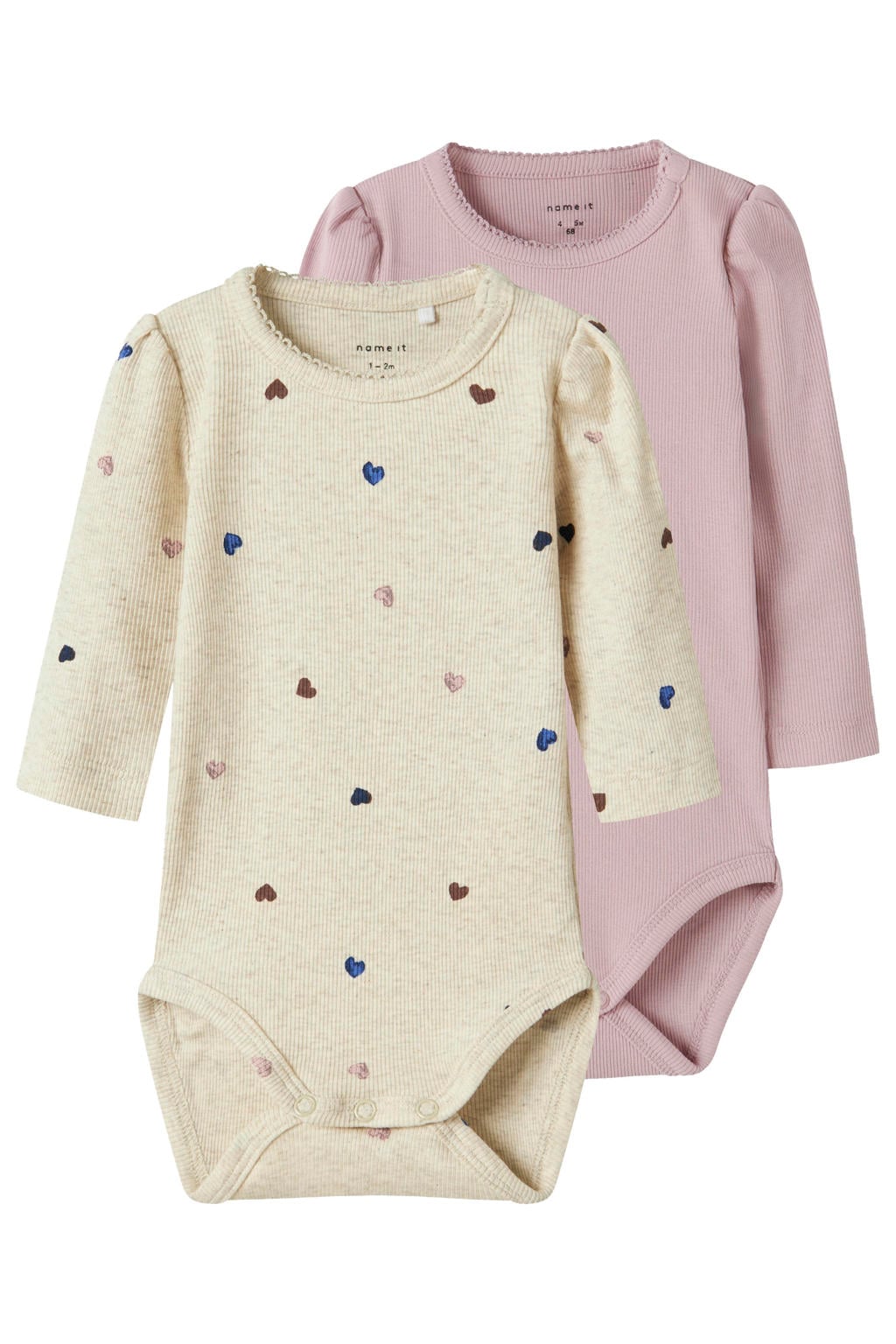 NAME IT BABY gebreide romper met hartjes - set van 2