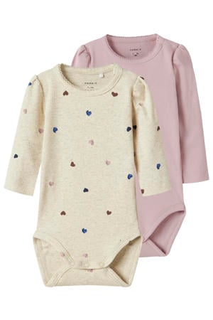 gebreide romper met hartjes - set van 2