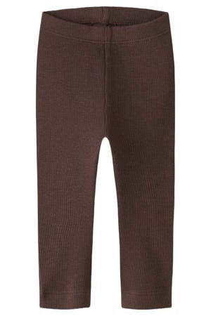 skinny regular waist babybroek rib gebreid donkerbruin