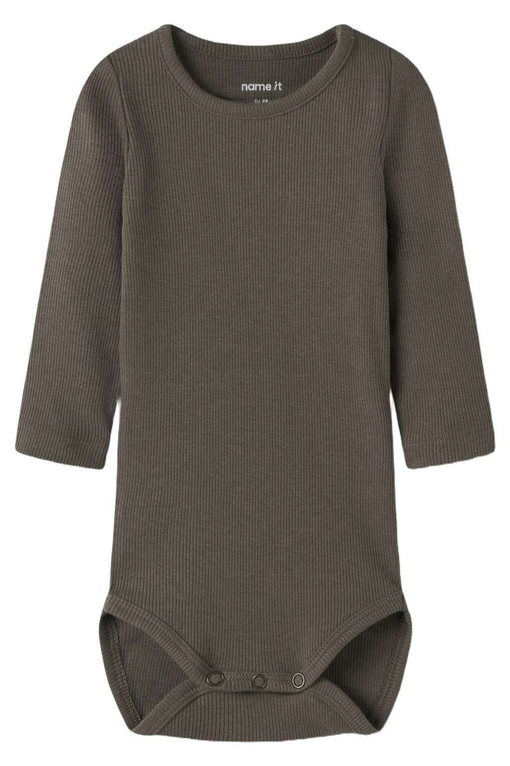 NAME IT BABY modal romper met textuur - bruin
