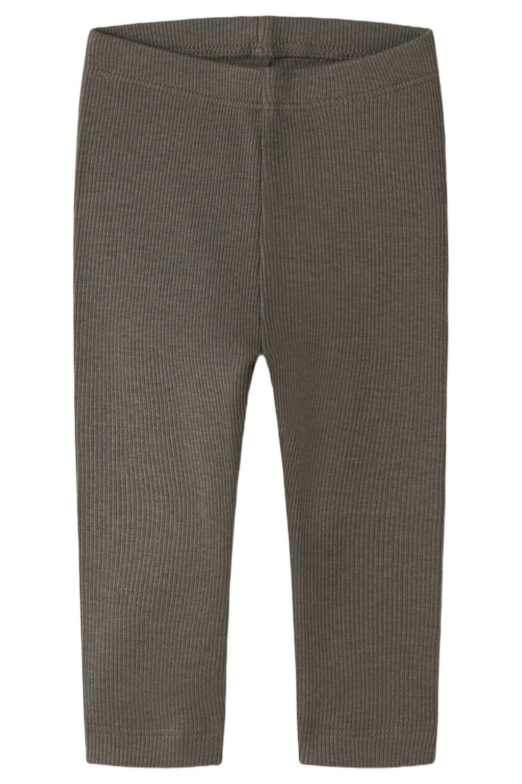 Bruine NAME IT BABY skinny regular waist babybroek rib gebreid van stretchkatoen met elastische inzet en effen