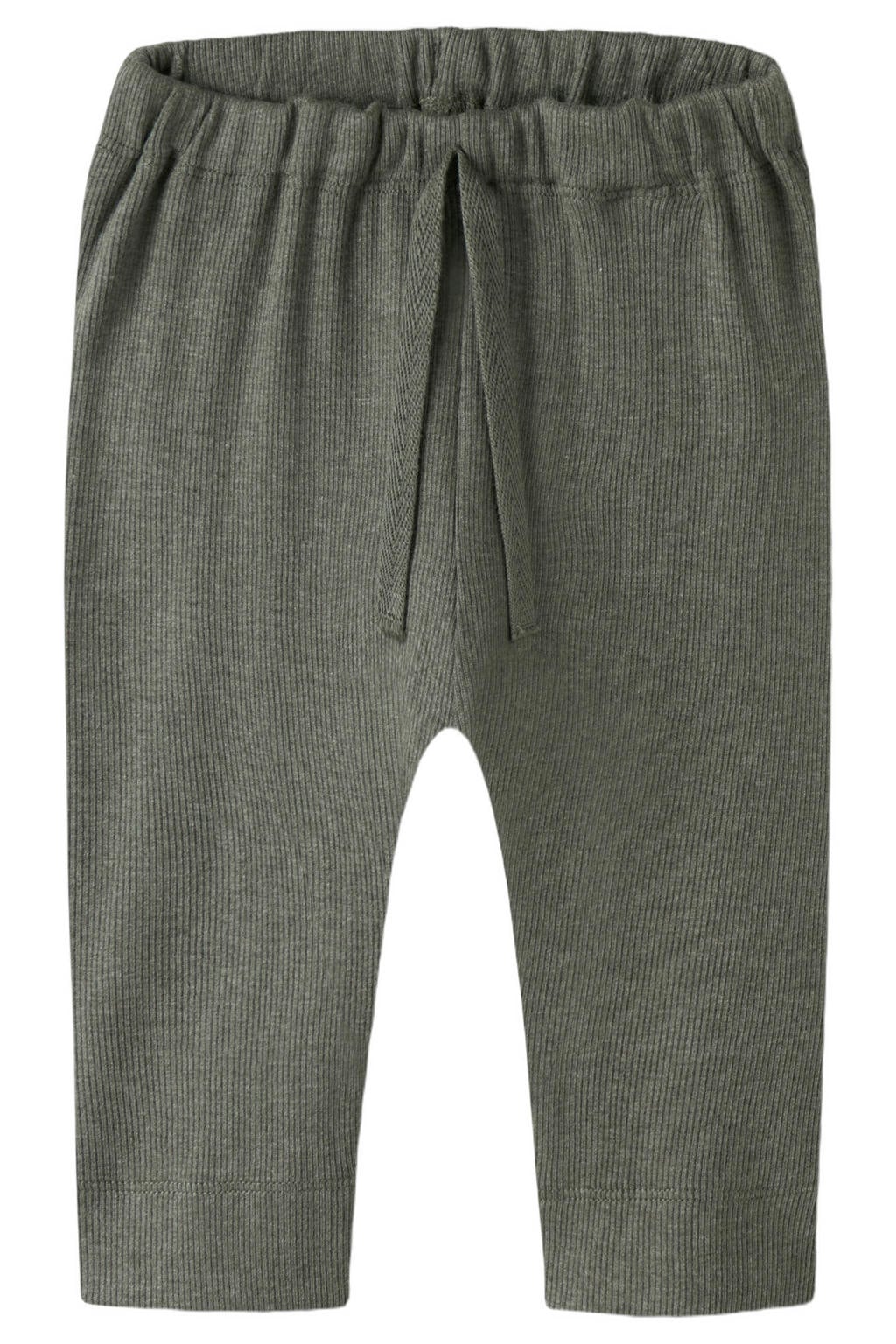 Olijfgroene jongens en meisjes NAME IT BABY van stretchkatoen met elastische tailleband en effen