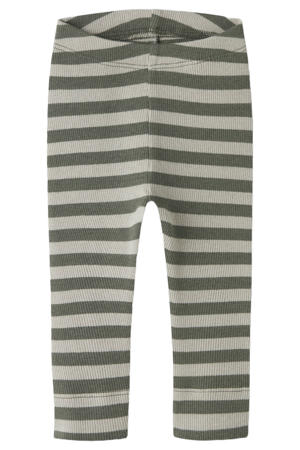 gebreide gestreepte legging - olijfgroen