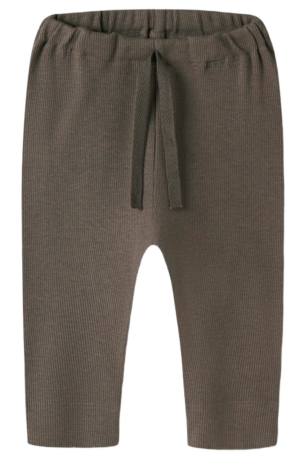 Bruine jongens en meisjes NAME IT BABY van stretchkatoen met elastische tailleband en effen