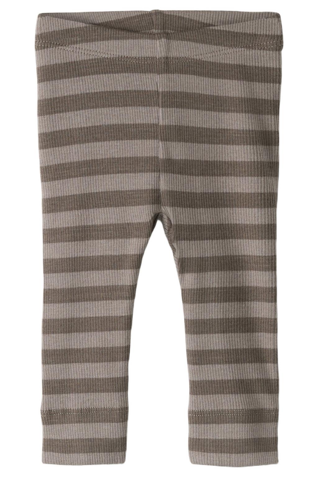 Bruine jongens en meisjes NAME IT BABY gebreide gestreepte legging van stretchkatoen met elastische tailleband