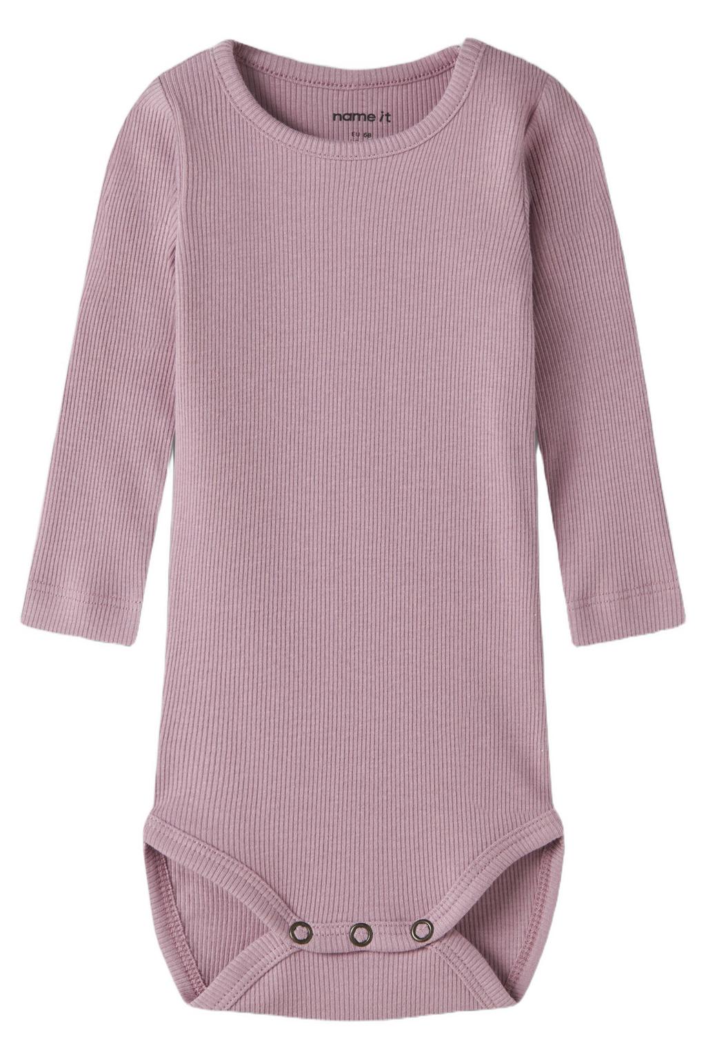 NAME IT BABY romper met textuur - lila