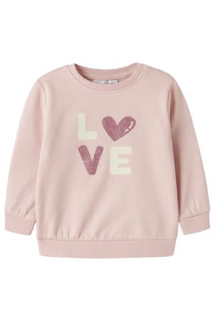 sweat sweater met print - lichtroze