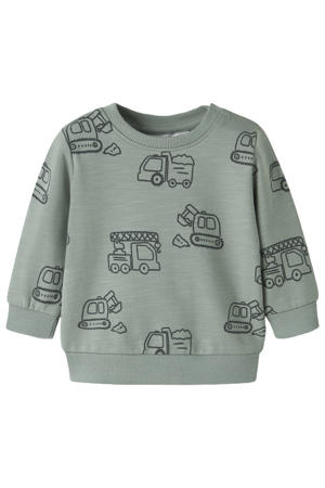 rechtvallende sweater met print - groen