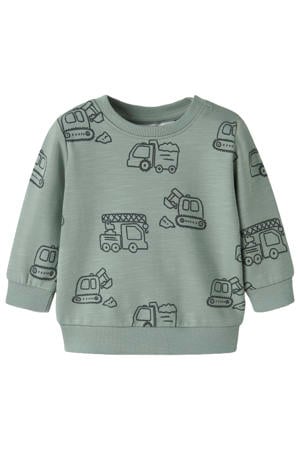 rechtvallende sweater met print - groen