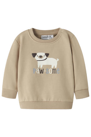 rechtvallende sweater met print - beige