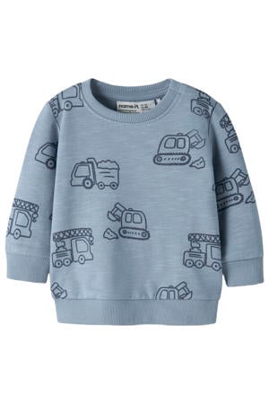 rechtvallend sweater met print - blauw
