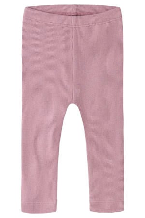 skinny regular waist babybroek rib gebreid lila/roze