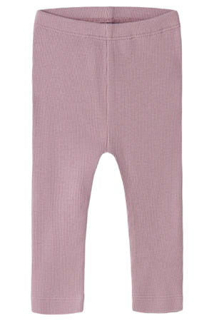 skinny regular waist babybroek rib gebreid lila/roze