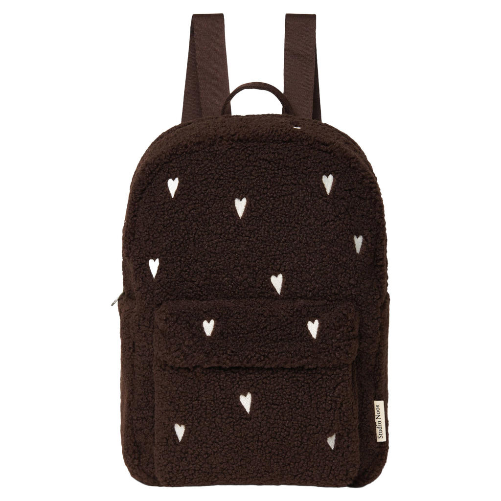 Studio Noos teddy tas met hartjes - bruin