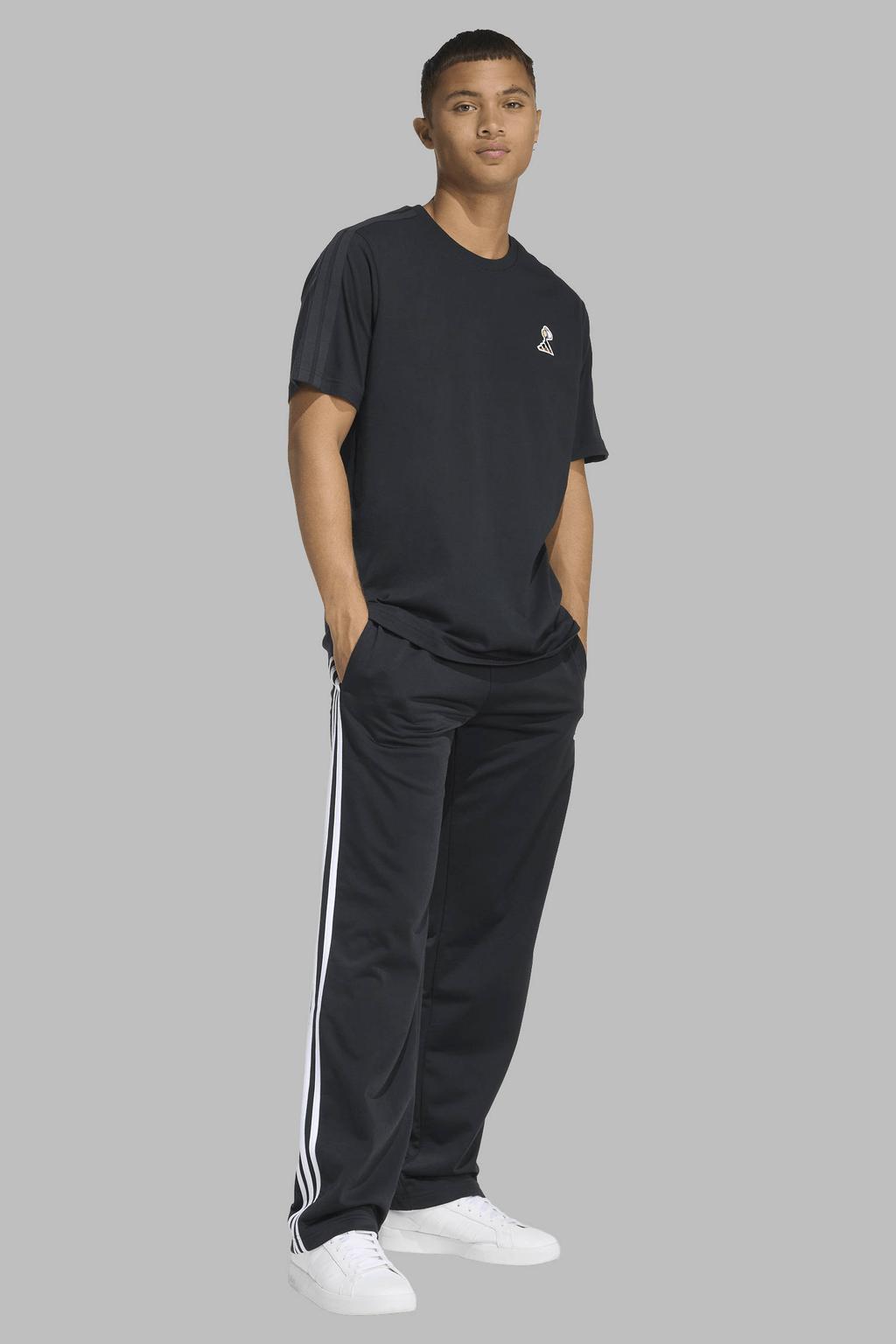 Zwarte heren adidas Sportswear T-shirt van katoen met effen, korte mouwen en ronde hals
