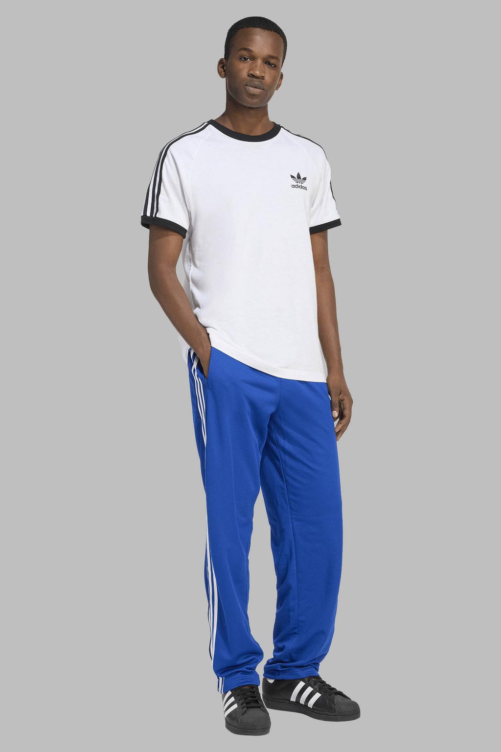 Blauw en witte heren adidas Originals Firebird joggingbroek van polyester met loose fit, elastische tailleband met koord en effen
