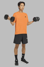 thumbnail: Oranje heren adidas Performance sportshirt Workout Essentials van polyester met korte mouwen en ronde hals