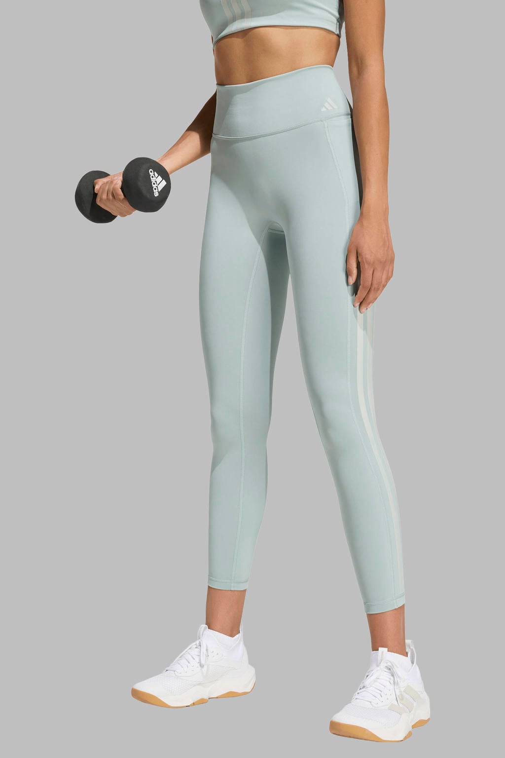 Mintgroene dames adidas Performance sportlegging Optimé van polyester met slim fit, regular waist en effen