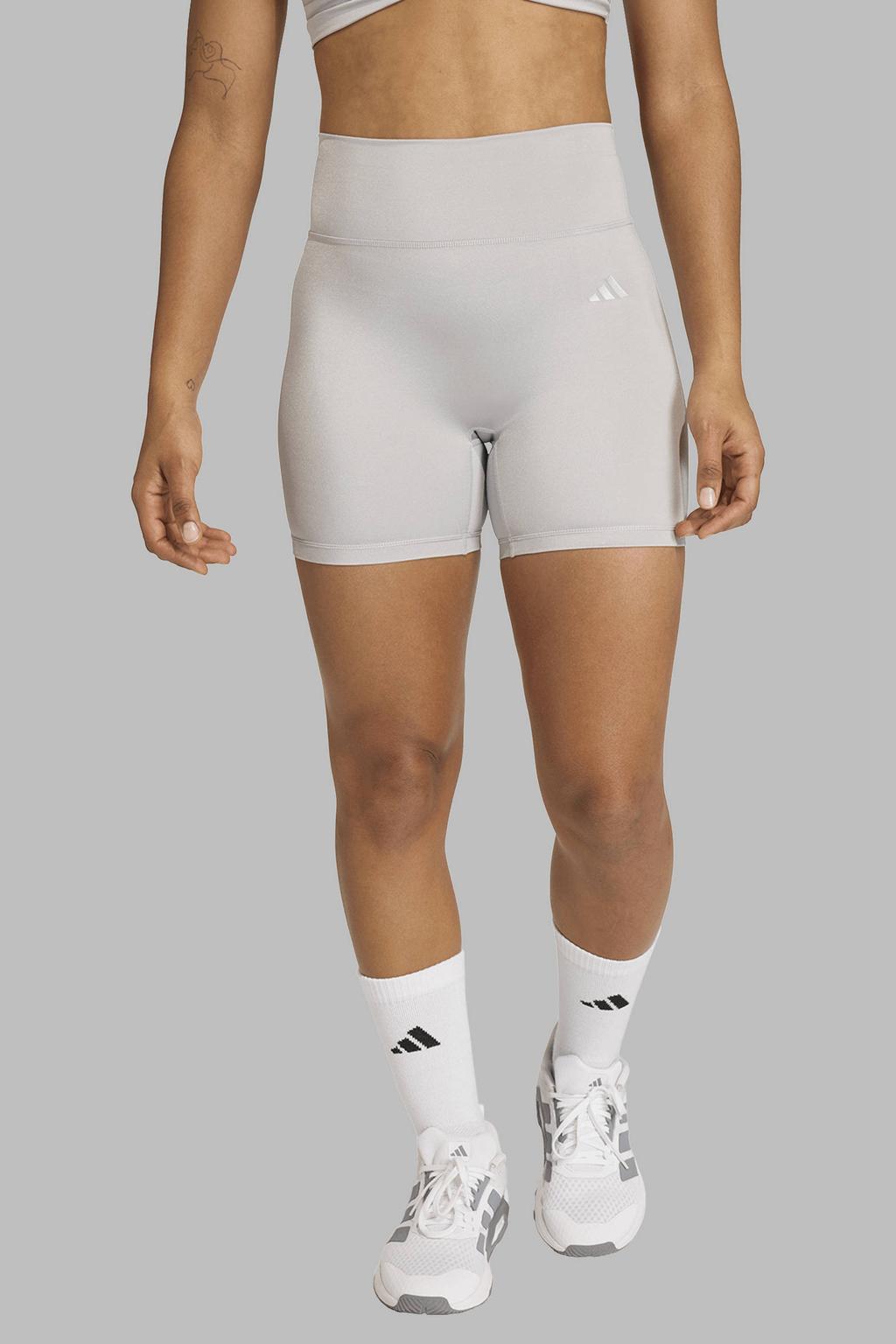 Lichtgrijze dames adidas Performance sportlegging Optimé van polyester met high waist