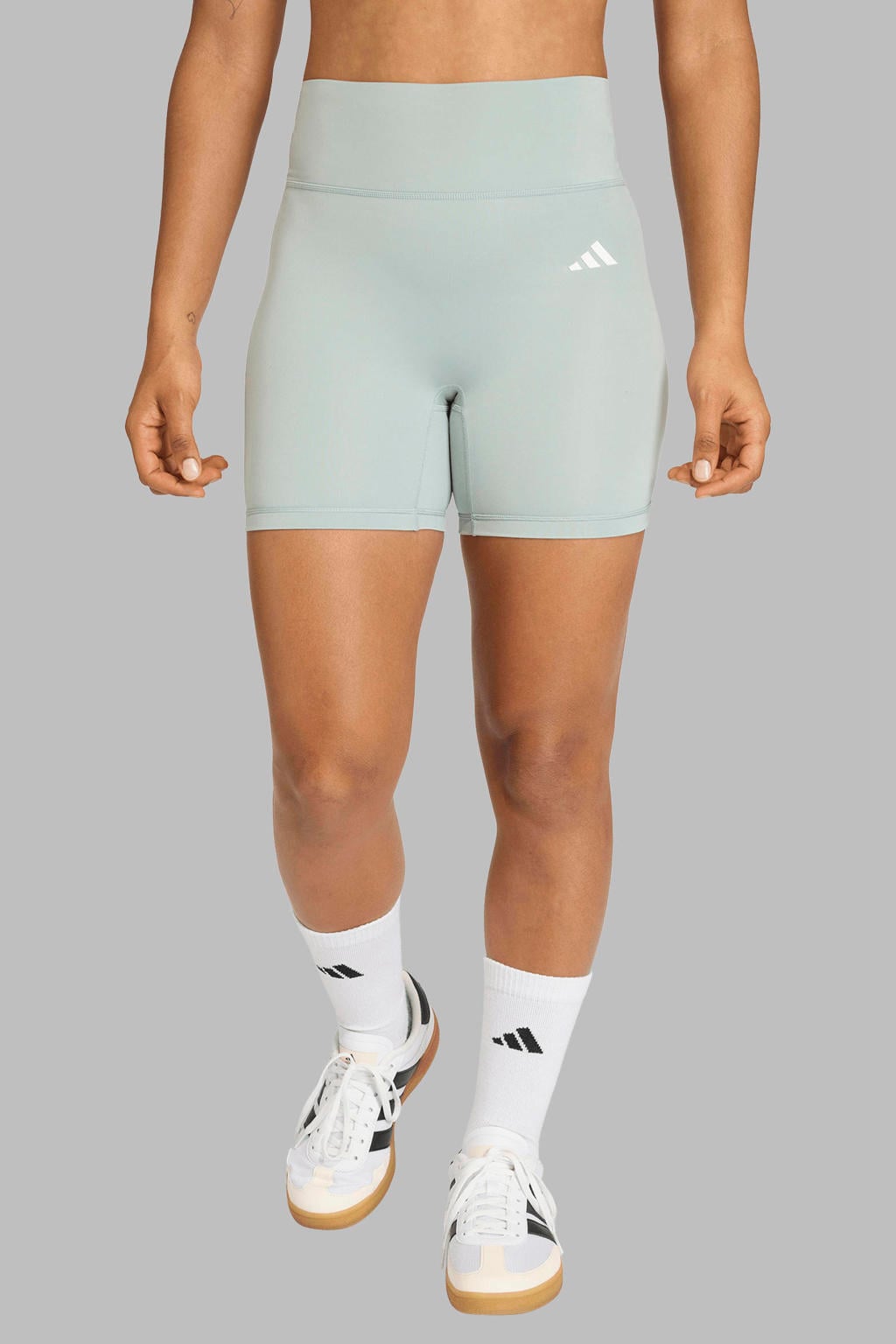 Mintgroene dames adidas Performance sportshort Optimé van polyester met slim fit en regular waist