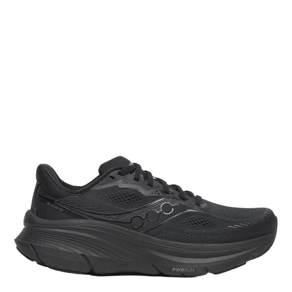 Zwarte heren Saucony Guide 19 hardloopschoenen van mesh met veters