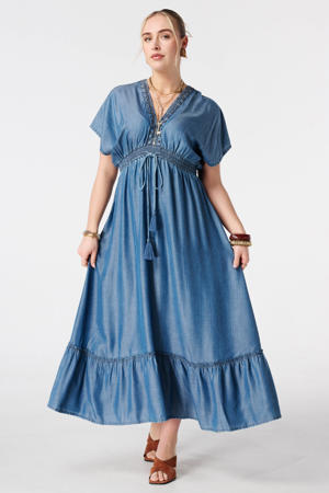 midi jurk medium blue denim