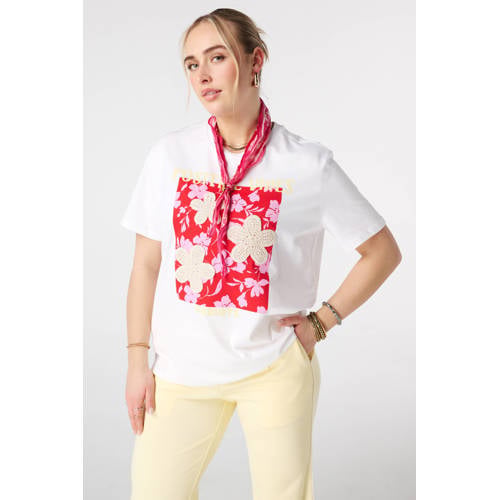MS Mode T-shirt wit gehaakt afbeelding