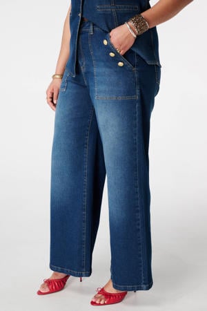 wide leg jeans dark blue denim