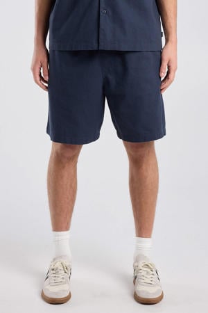 relaxed casual short met linnen blauw
