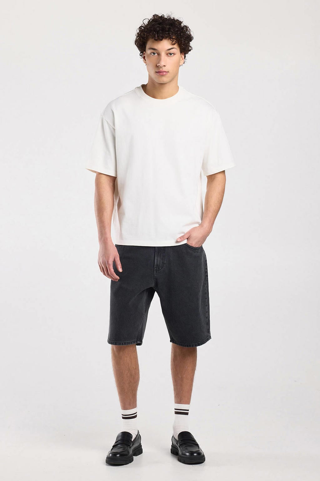 America Today Nate denim relaxed short zwart