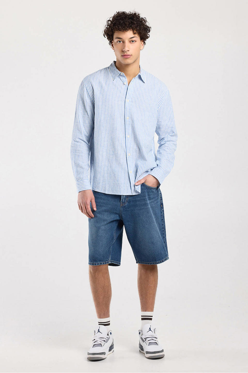 America Today Nate denim relaxed short blauw