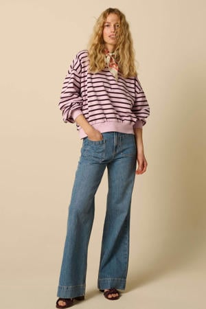 gestreepte sweater lichtroze