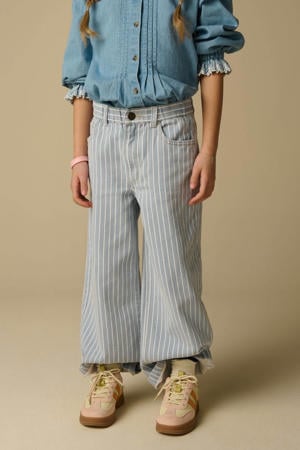 gestreepte wide leg jeans light blue denim
