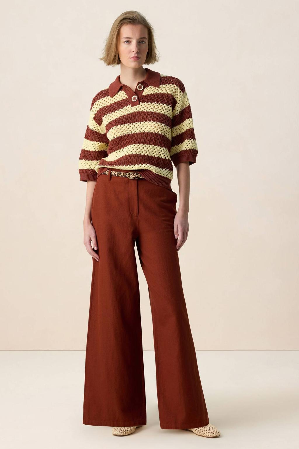 Sissy-Boy high waist wide leg jeans donkerrood