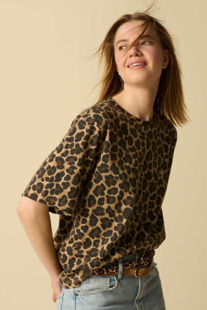 T-shirt met panterprint zwart