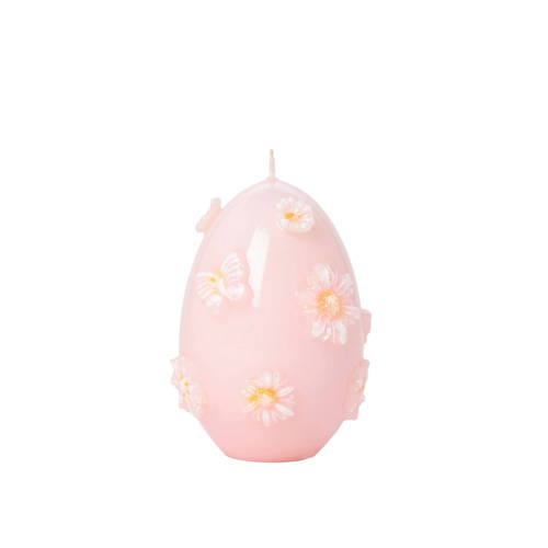 Sissy-Boy Roze ei kaars met bloemen (13,5 cm) afbeelding
